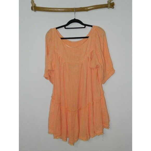 Free People‎ Tunic Top Orange Mystery Land Shirt Coral Size Small - Picture 7 of 11